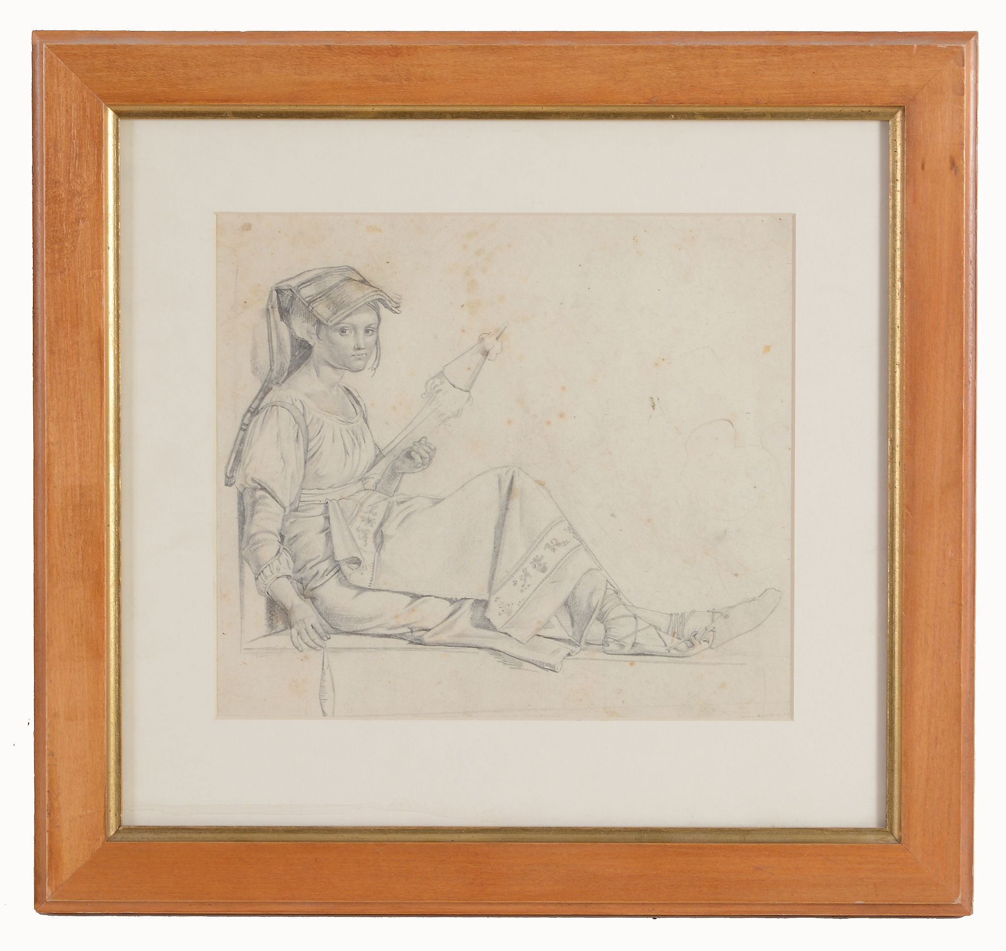 Ernst Meyer (1797-1861) - Portait of Italian girl seated on a ledge (recto); Study of musicians ( - Image 2 of 2