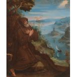 Circle of Lodovico Cardi, Il Cigoli (1559-1613) - Saint Francis praying in a woodland setting, a
