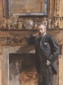 Sydney Prior Hall (1842-1922) - Gentleman in an Interior Watercolour and bodycolour Signed, dated