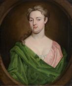 R. Dellon (18th Century) - Portrait of lady in green, bust length Oil on canvas, feigned oval Signed
