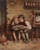 Joseph Clark (1834-1926) - Village Chums Oil on board Signed lower left, title inscribed on