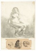 Rembrandt van Rijn (1606-1669) - Nude seated on a mound Etching on laid paper with indistinct