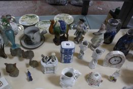 A quantity of china and ceramics; to include a pair of Staffordshire spaniels (height 36cm)with