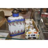 Limoges France porcelain trinket box, enclosing two glass scent bottles, inscribed Dubarry to