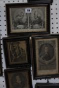 Six various engravings to include 'The Emblematical Representation of November' -6 Best Bid