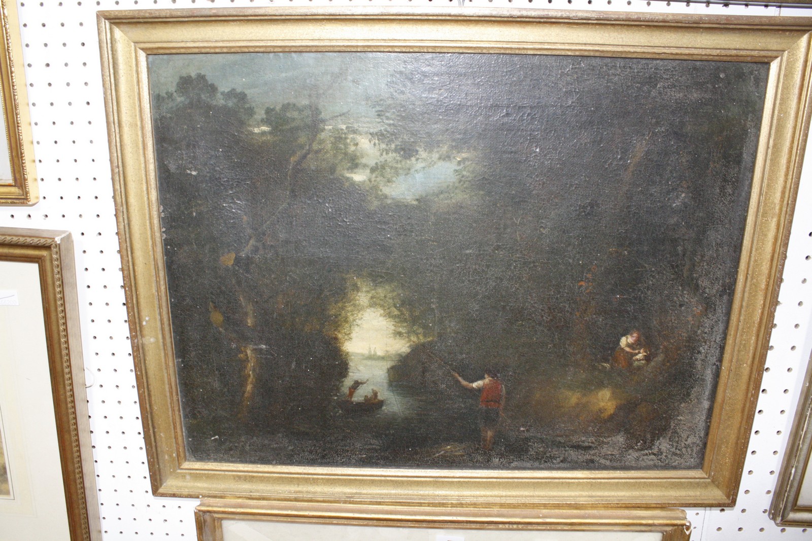French School (19th Century) Figure fishing in wooded landscape Oil on canvas Unsigned 44cm x 57cm