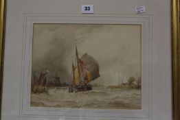 Frederick James Aldridge (1850 - 1933) 'Fair Wind on the Maas' Watercolour Signed lower right 22cm x