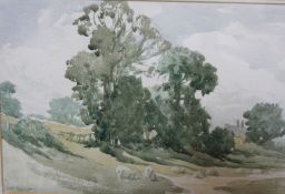 W. H. Allcott (?) (20th Century) Sheep grazing in a field Watercolour Signed lower left 28cm x 38cm