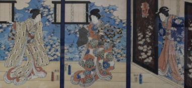 Utagawa Kunisada (Toyokuni III) (1786-1865) Geishas A pair of woodblock Trypditch prints Each