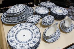 A blue and white Cairo pattern part dinner service, to include serving platters, tureens, jugs and