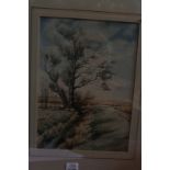 A small quantity of assorted picture and prints, including an early 20th century landscape, oil on