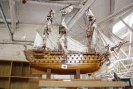 A scale model ship, 'H.M.S. Victory'
