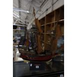Three scale model ships, the 'Mayflower', 'Sovereign of the Seas' and the ' Golden HIND' -3