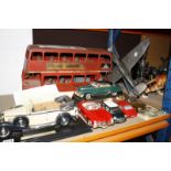 A Tri-Ang model London bus and other assorted model cars