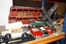 A Tri-Ang model London bus and other assorted model cars