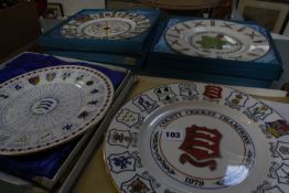 Seven Coalport limited edition County Championship plates, comprising Kent 1977, Essex 1979,