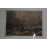 Henry W. Harvey Sailing ships in rough seas Watercolour Initialled lower right 28.5cm x 42.5cm