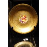 A Royal Worcester cabinet bowl, gilt decorated with hand painted fruit to the centre, signed D.