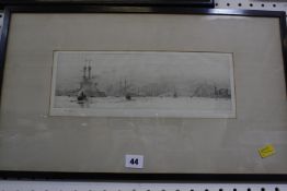 William Lionel Wyllie (British, 1851-1931) Forth Bridge Dry point etching Signed in pencil 12.5cm