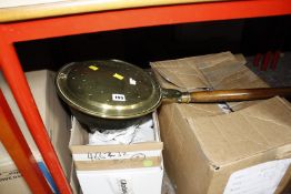 A 19th Century brass and copper warming pan, a Peter Pan print and a quantity of ceramics Best Bid