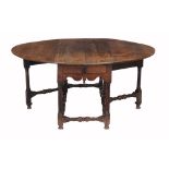 A Charles II oak gateleg table, circa 1680  A Charles II oak gateleg table,   circa 1680, the oval