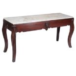 A mahogany marble topped serving table , 19th century  A mahogany marble topped serving table  ,