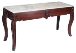 A mahogany marble topped serving table , 19th century  A mahogany marble topped serving table  ,