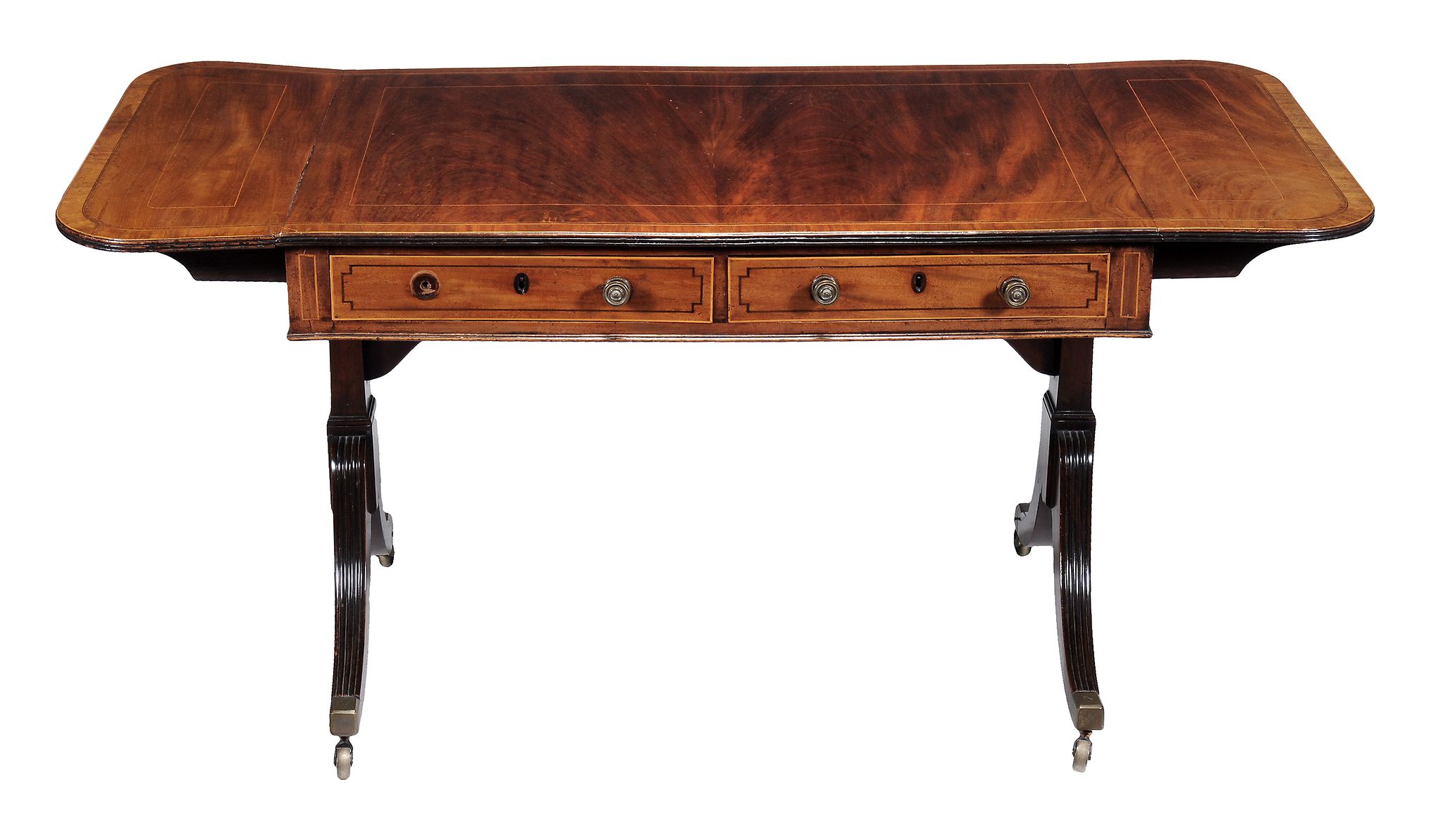 A Regency mahogany and inlaid sofa table, circa 1815  A Regency mahogany and inlaid sofa table,