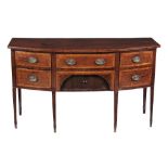 A George III cross-banded mahogany bowfront sideboard , circa 1800  A George III cross-banded