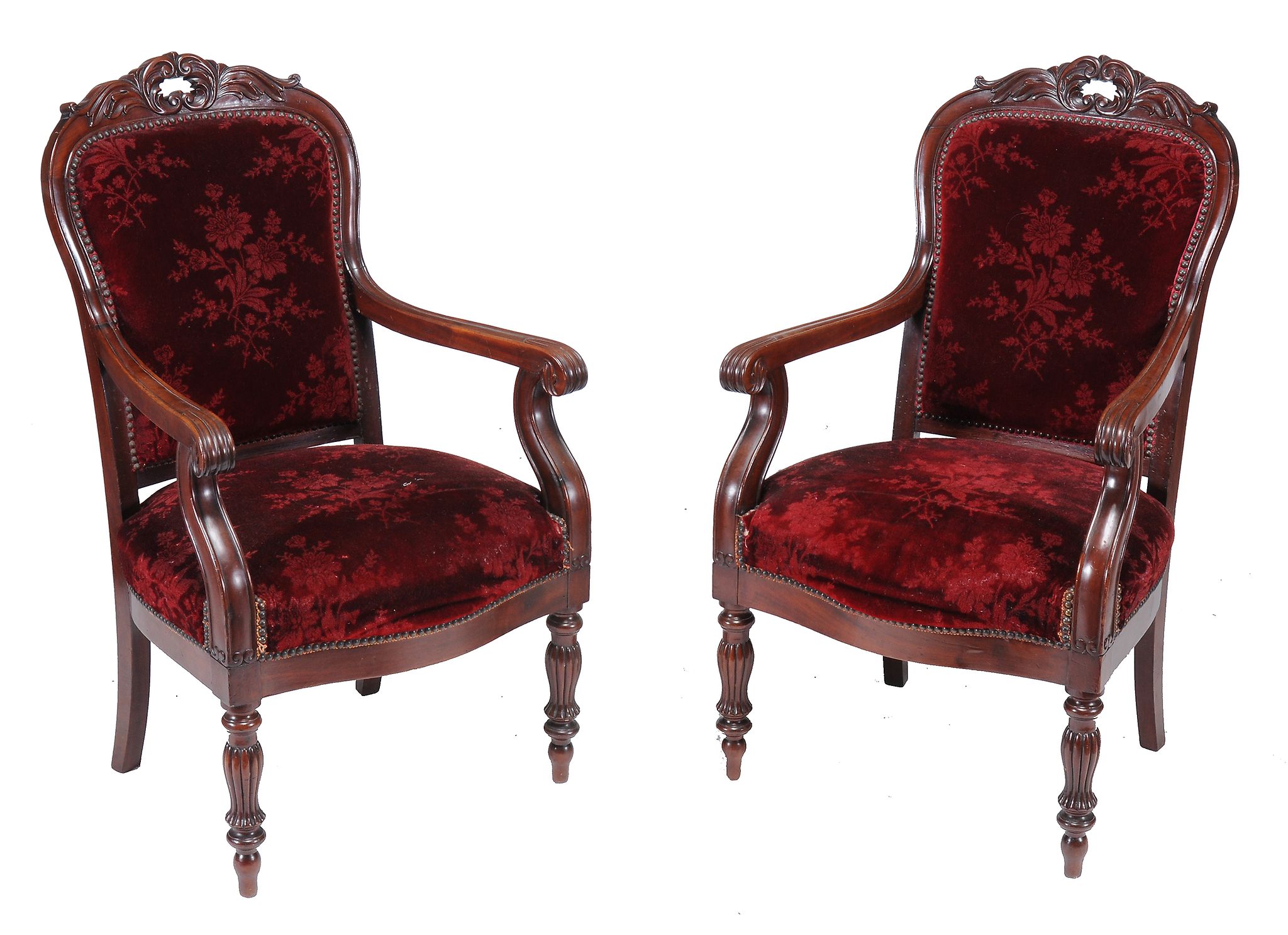 A pair of William IV mahogany open armchairs , circa 1835  A pair of William IV mahogany open - Image 2 of 2