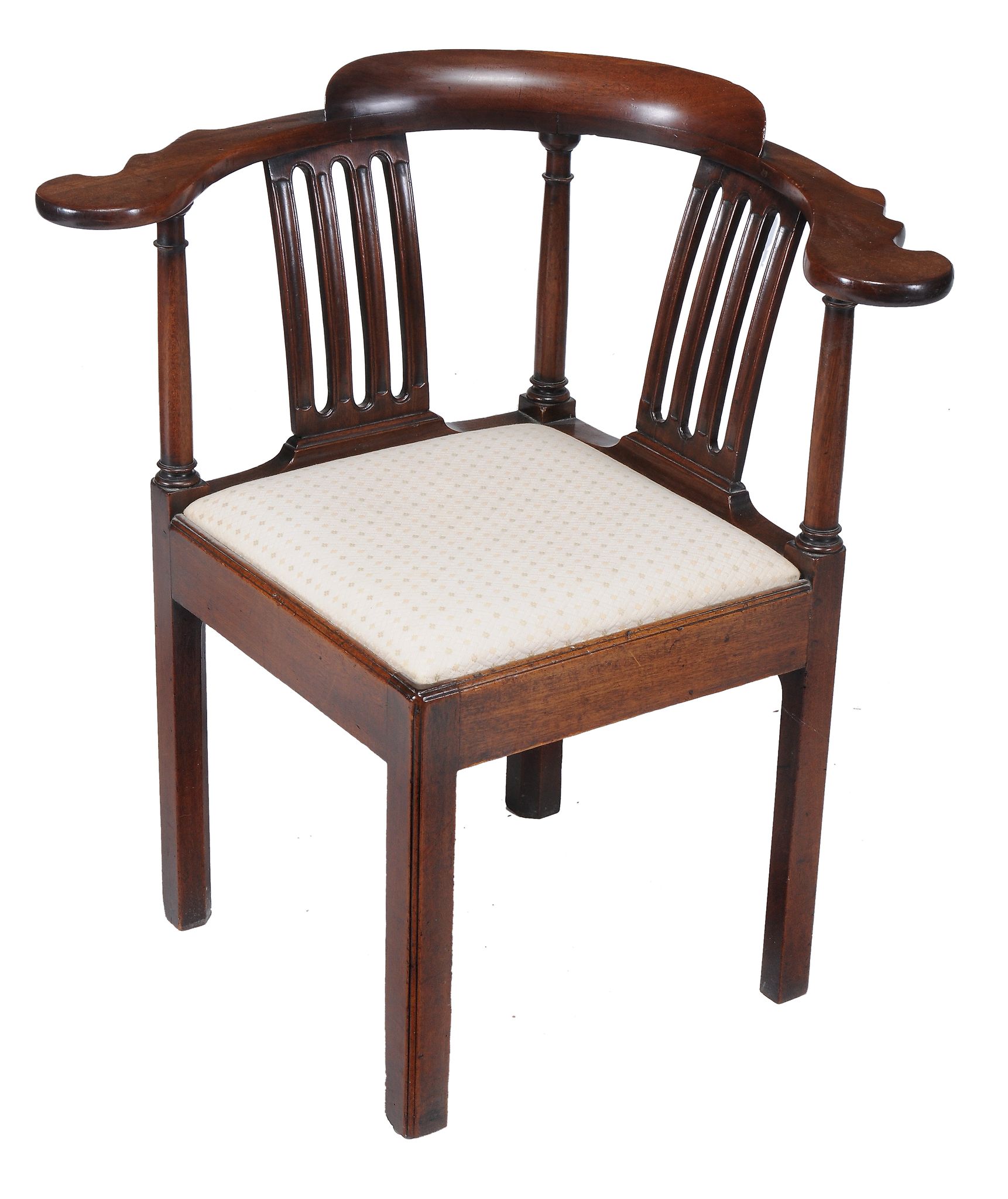 Two similar George III mahogany corner chairs, circa 1780  Two similar George III mahogany corner - Image 2 of 4