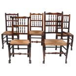 A harlequin set of ten oak spindle-back dining chairs , 19th century  A harlequin set of ten oak
