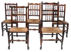 A harlequin set of ten oak spindle-back dining chairs , 19th century  A harlequin set of ten oak