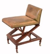 A Victorian mahogany and studded leather upholstered adjustable stool  A Victorian mahogany and