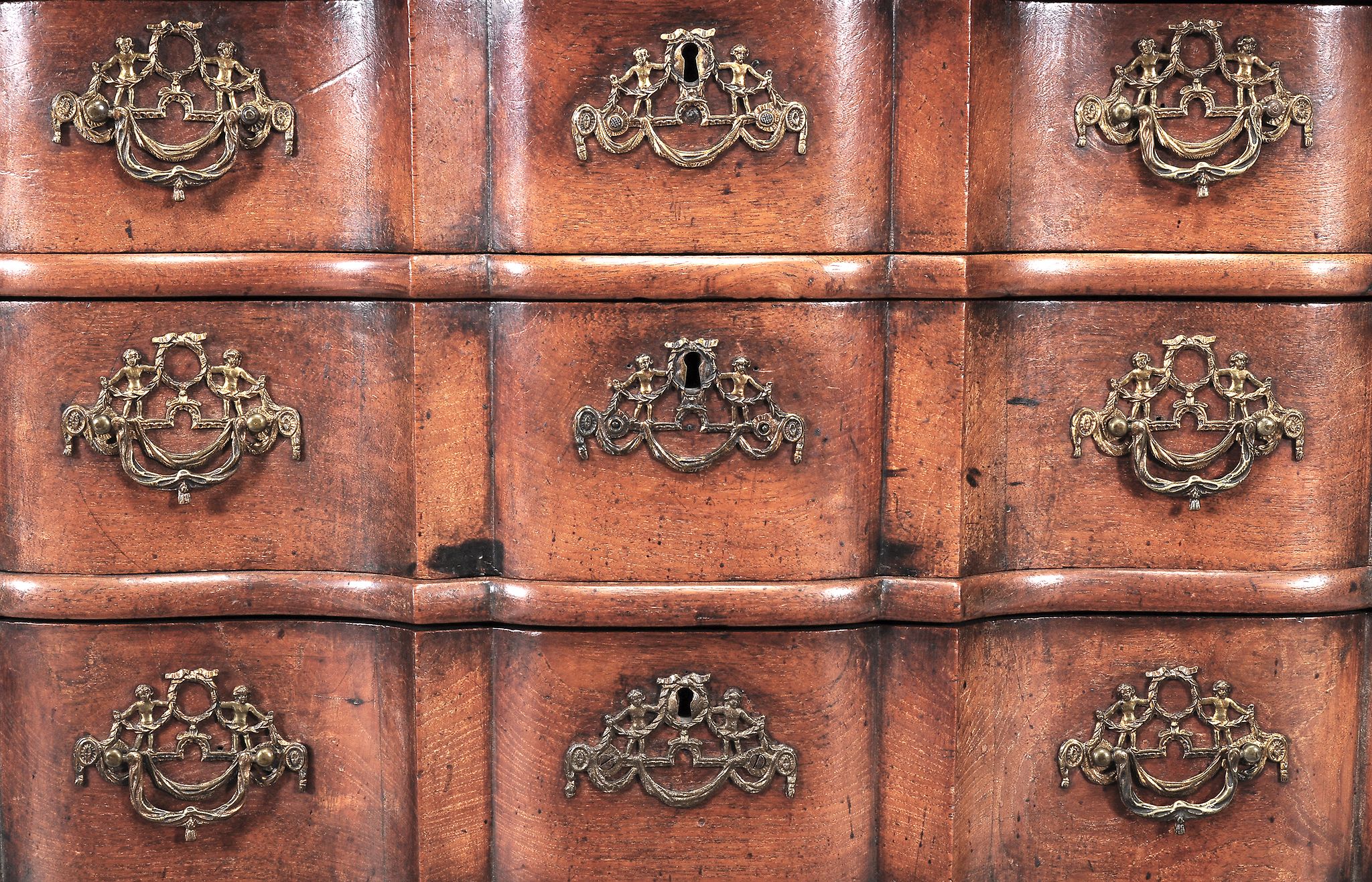 A Dutch hardwood serpentine fronted chest of drawers, second half 18th century  A Dutch hardwood - Image 2 of 2