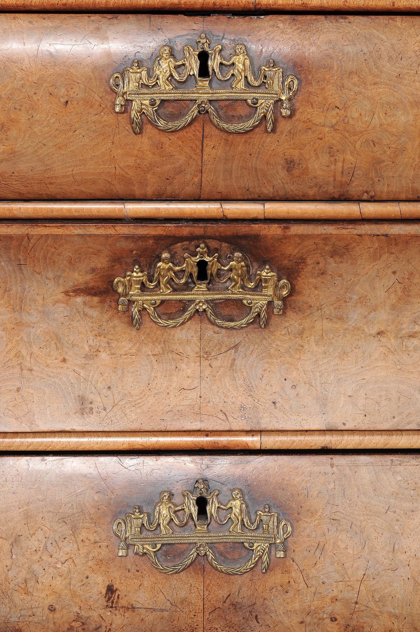 A Dutch walnut bureau, late 18th century, the rectangular fall opening to an...  A Dutch walnut - Image 4 of 6