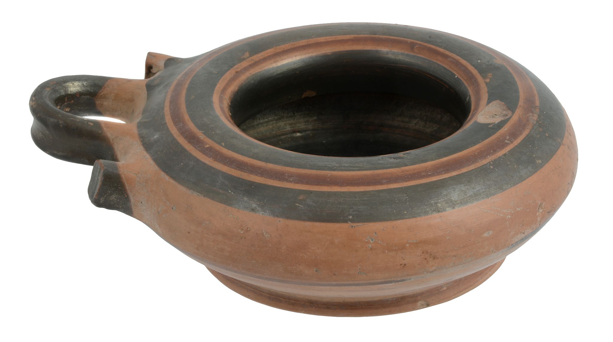 A Corinthian pottery kothon , the shallow bowl with sloping shoulder and... A Corinthian pottery