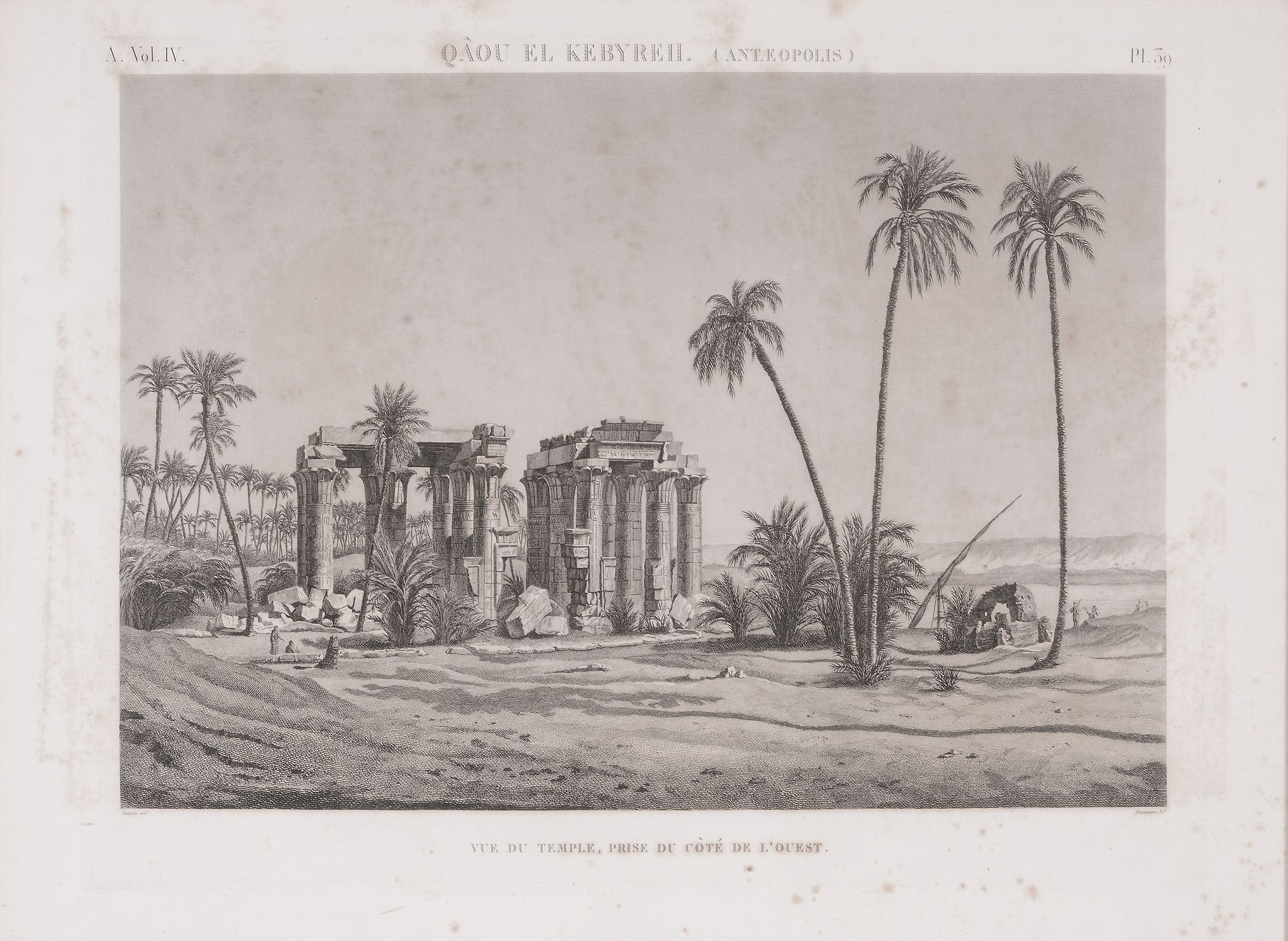 Description de l'Égypte - A group of five plates showing architectural ruins  A group of five 19th - Image 3 of 6