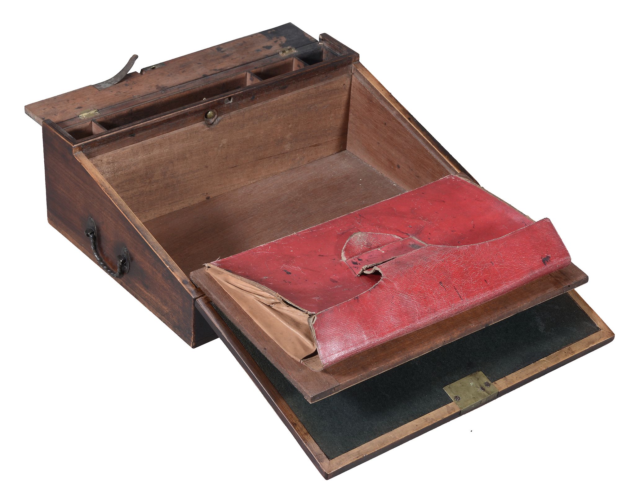 A George III mahogany and inlaid writing box, circa 1780, with a sloping fall  A George III mahogany - Image 2 of 2