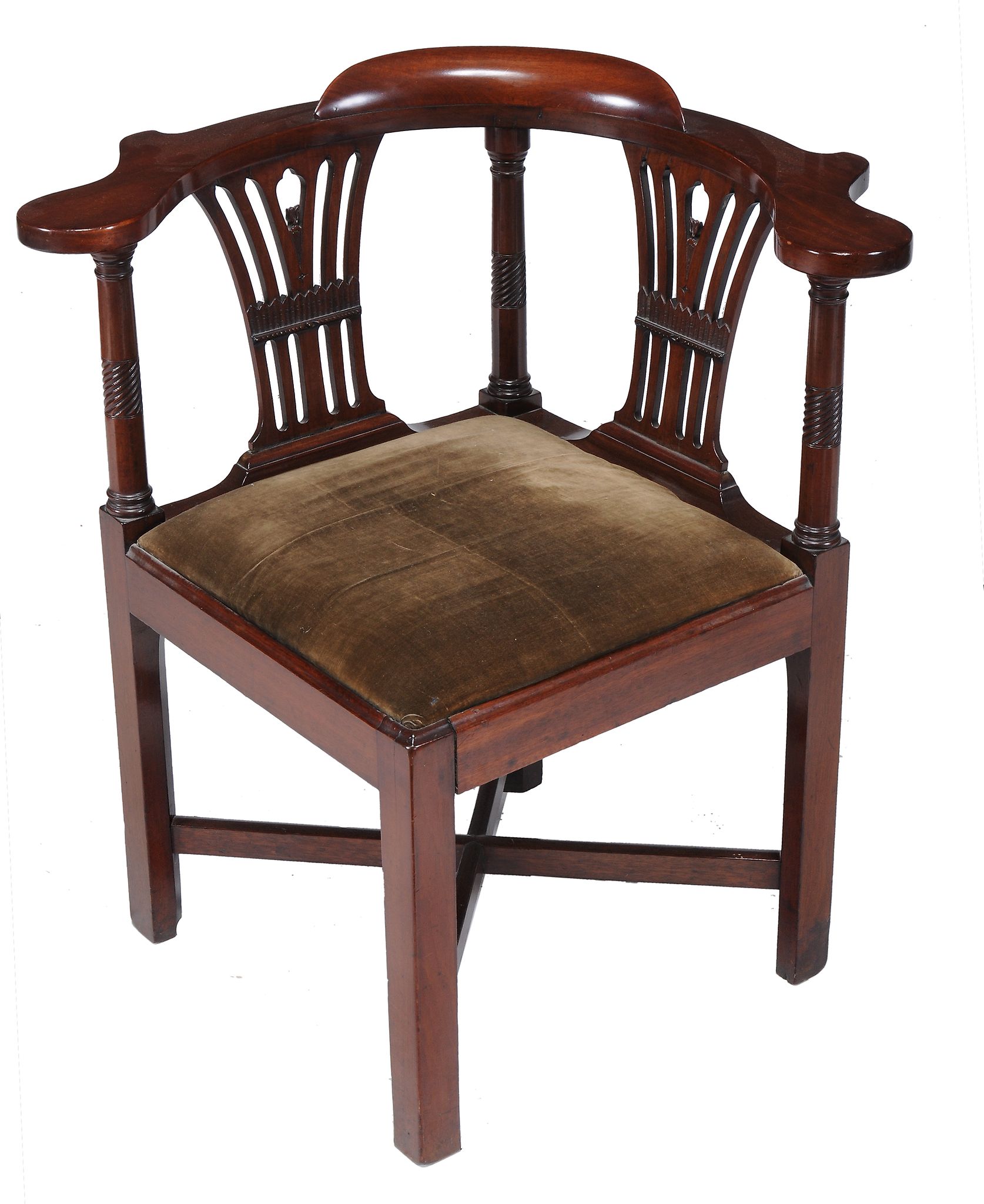 Two similar George III mahogany corner chairs, circa 1780  Two similar George III mahogany corner - Image 3 of 4