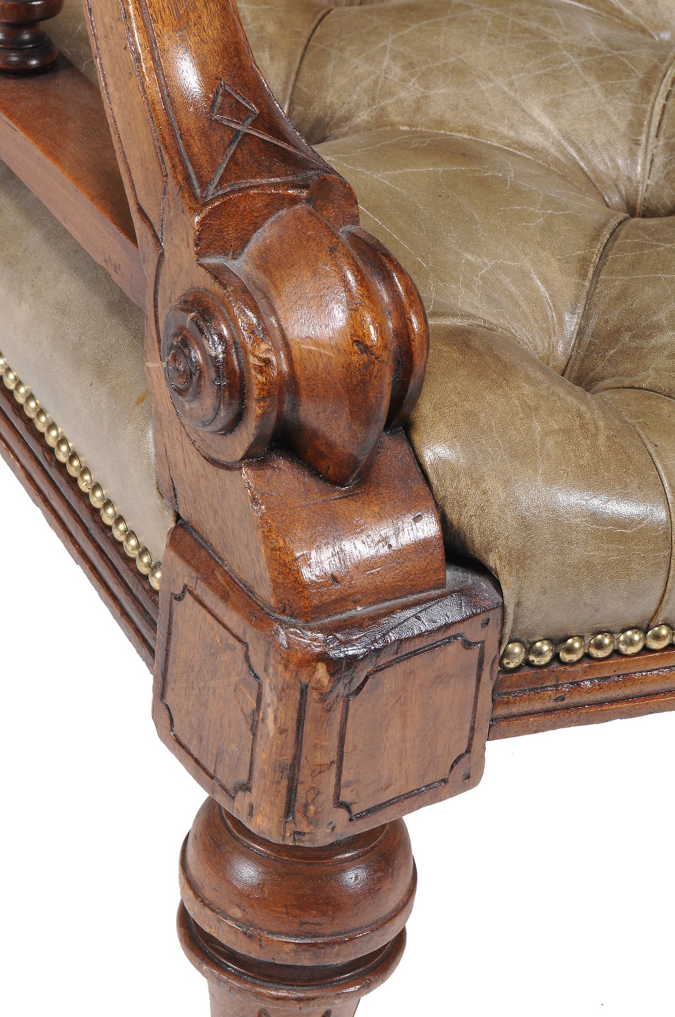 A Victorian mahogany and leather upholstered library chair , circa 1860  A Victorian mahogany and - Image 3 of 3