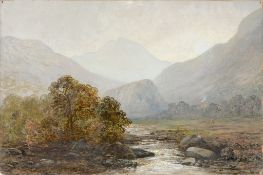 Sydney Herbert (1854-1914) - Outdoor study, near Beddgelert, Wales Oil on board Signed lower right