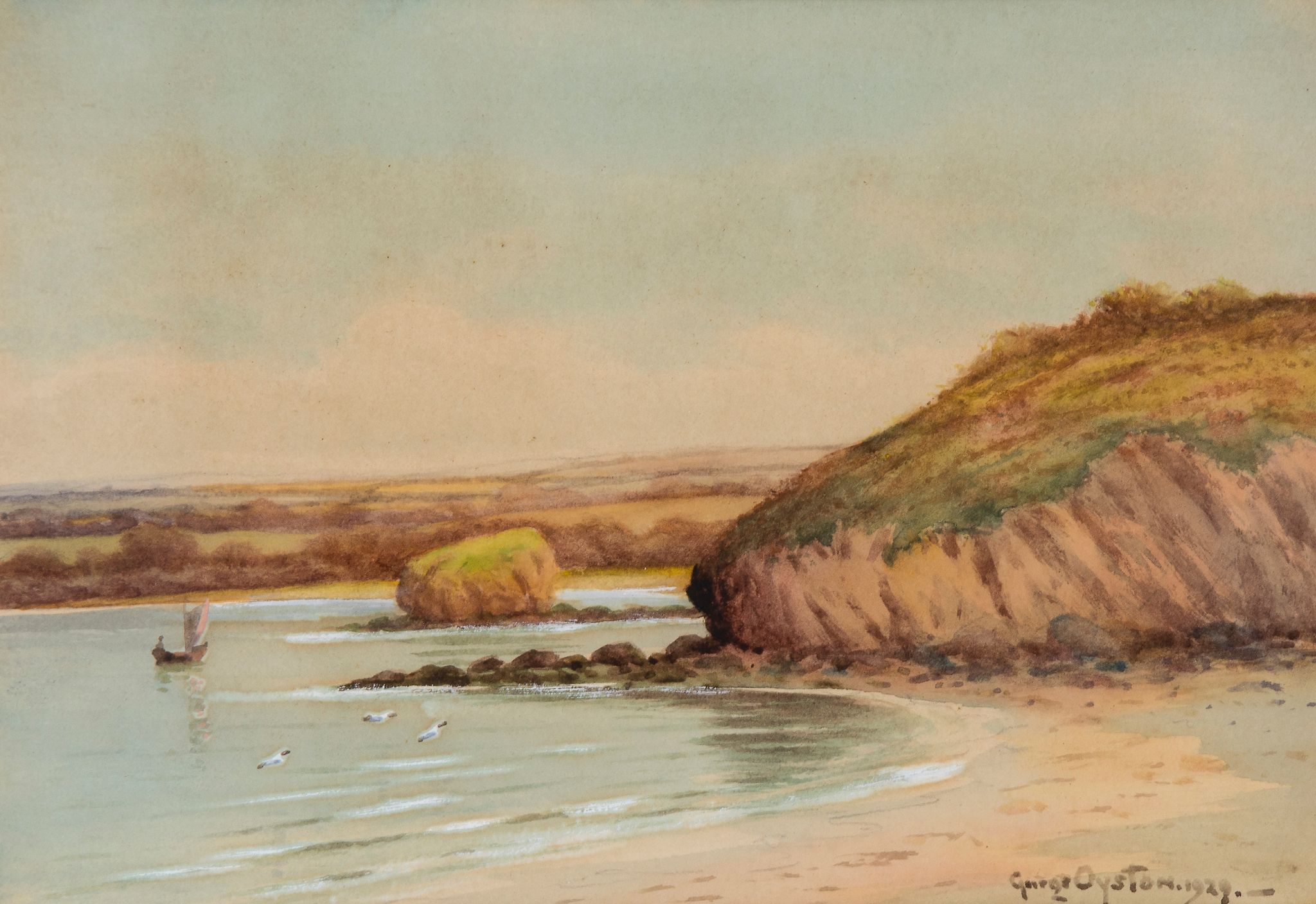 George Oyston (1860-1937) - A pair of coastal scenes Watercolours heightened with body white Both - Image 2 of 2