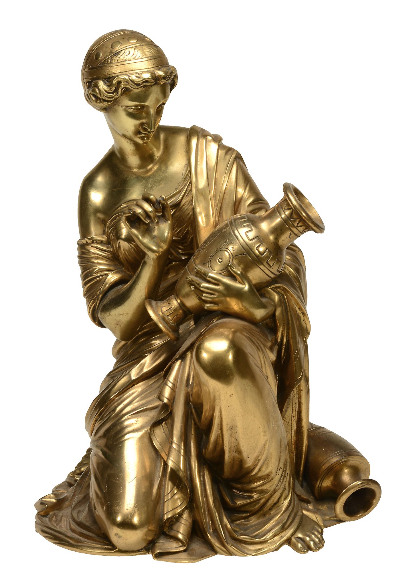 A French gilt bronze model of a maiden in the neoclassical taste, circa 1875  A French gilt bronze