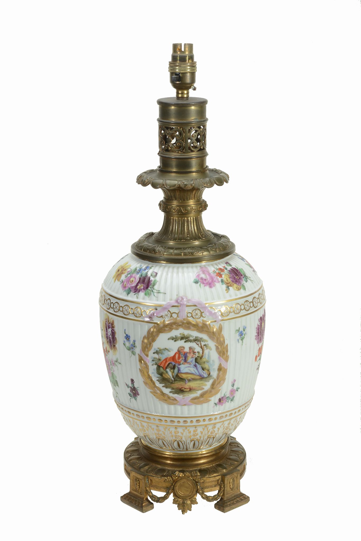 A German porcelain and gilt-metal-mounted ovoid vase , circa 1900  A German porcelain and gilt-