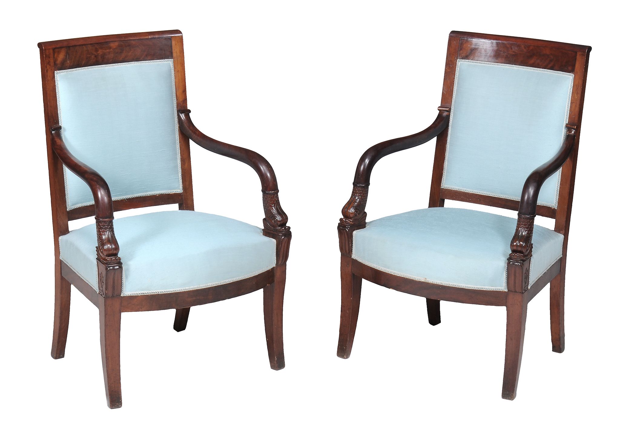 A Louis Phillippe mahogany upholstered settee and pair of armchairs  A Louis Phillippe mahogany - Image 4 of 4