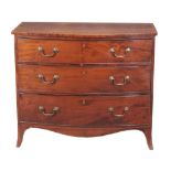 A George III mahogany bowfront chest of drawers, circa 1800  A George III mahogany bowfront chest of