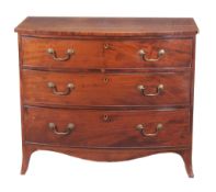 A George III mahogany bowfront chest of drawers, circa 1800  A George III mahogany bowfront chest of