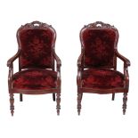 A pair of William IV mahogany open armchairs , circa 1835  A pair of William IV mahogany open