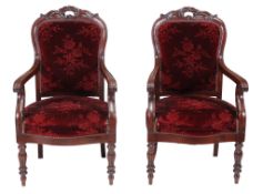 A pair of William IV mahogany open armchairs , circa 1835  A pair of William IV mahogany open